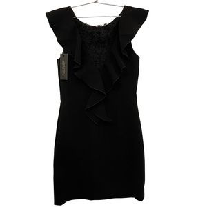 Rachel Zoe black dress, lace ,Polyester, acetate, overlay cocktail dress, size 2